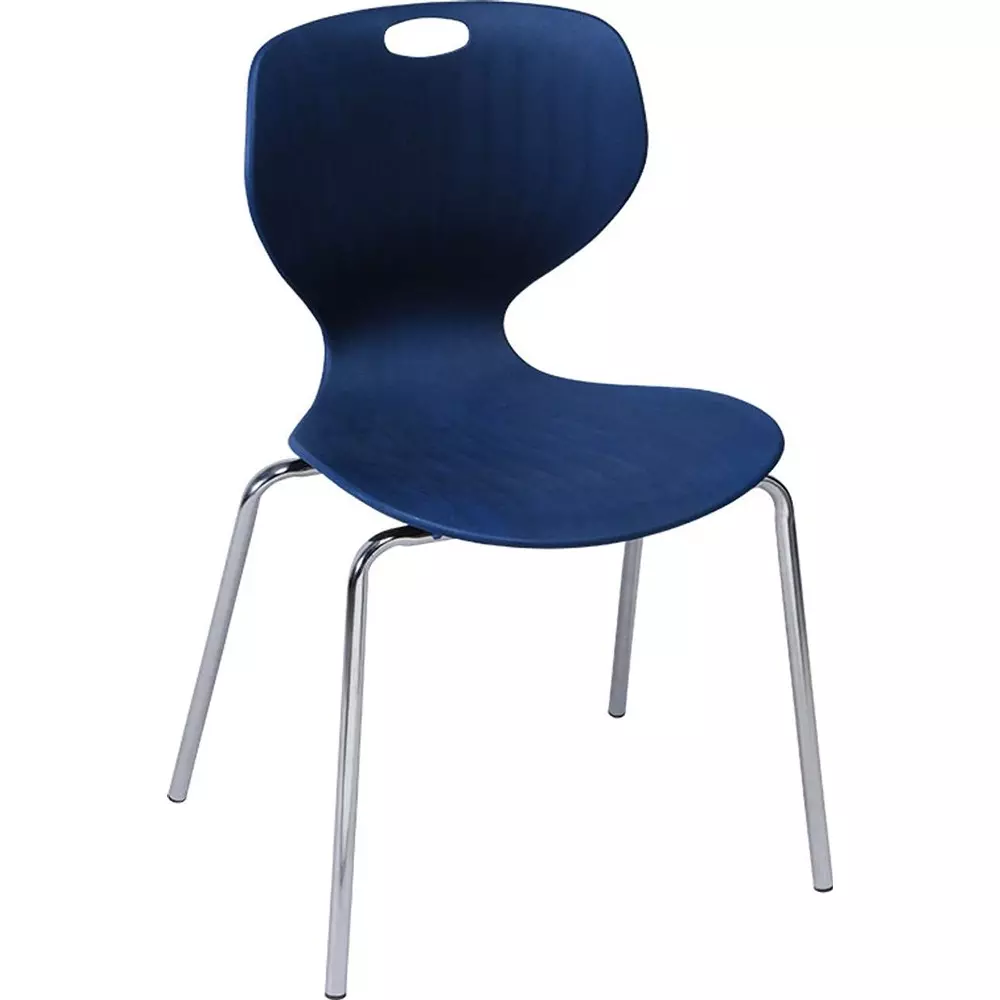 Swagath Chair Armless Meduim Back Style Plastic Deep Blue for Indoor, Outdoor & Cafeteria Use, BLOOM SS-L-DBL-1