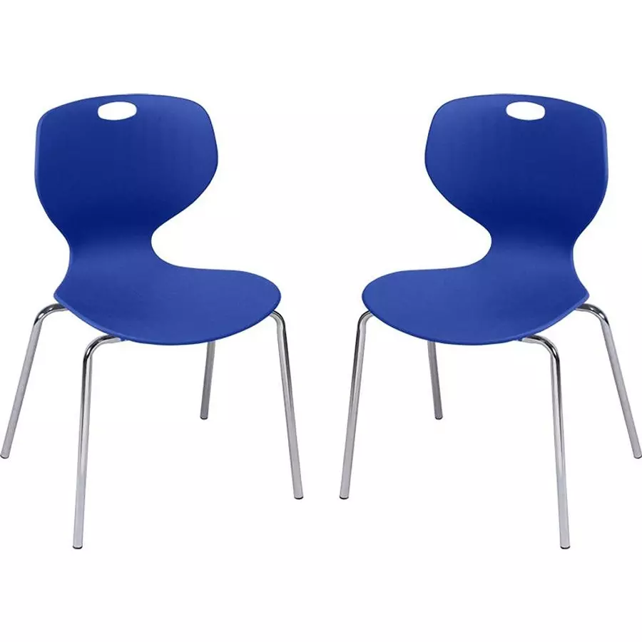 Swagath Chair Armless Meduim Back Style Plastic Azure Blue for Indoor, Outdoor & Cafeteria Use, BLOOM SS-L-AZB-2 (Pack of 2 Pcs)