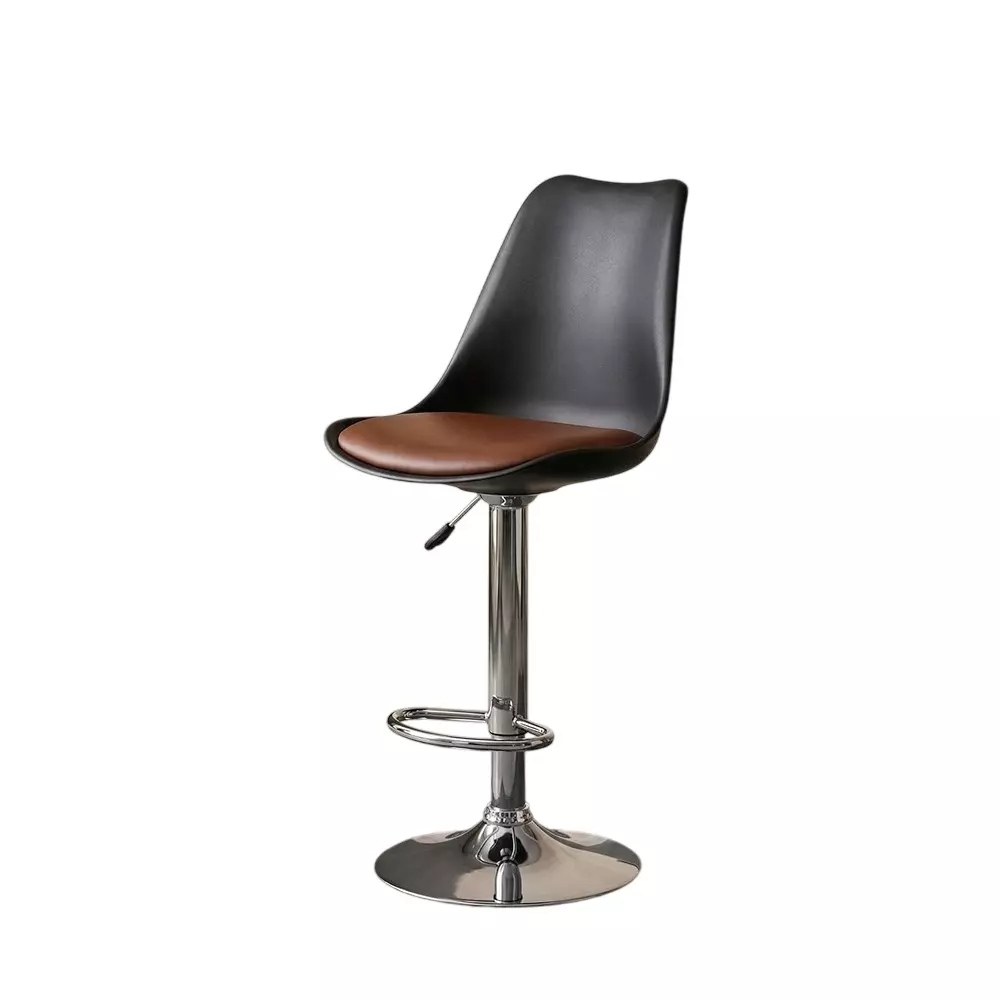 Activa Rapid Bar Stool Chair with Padded Seat & Footrest Low Back Polyester Black & Tan for Kitchen, Home, Bar & Cafe