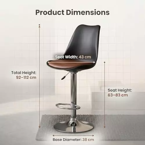 activa-rapid-bar-stool-chair-with-padded-seat-footrest-low-back-polyester-black-tan-for-kitchen-home-bar-cafe