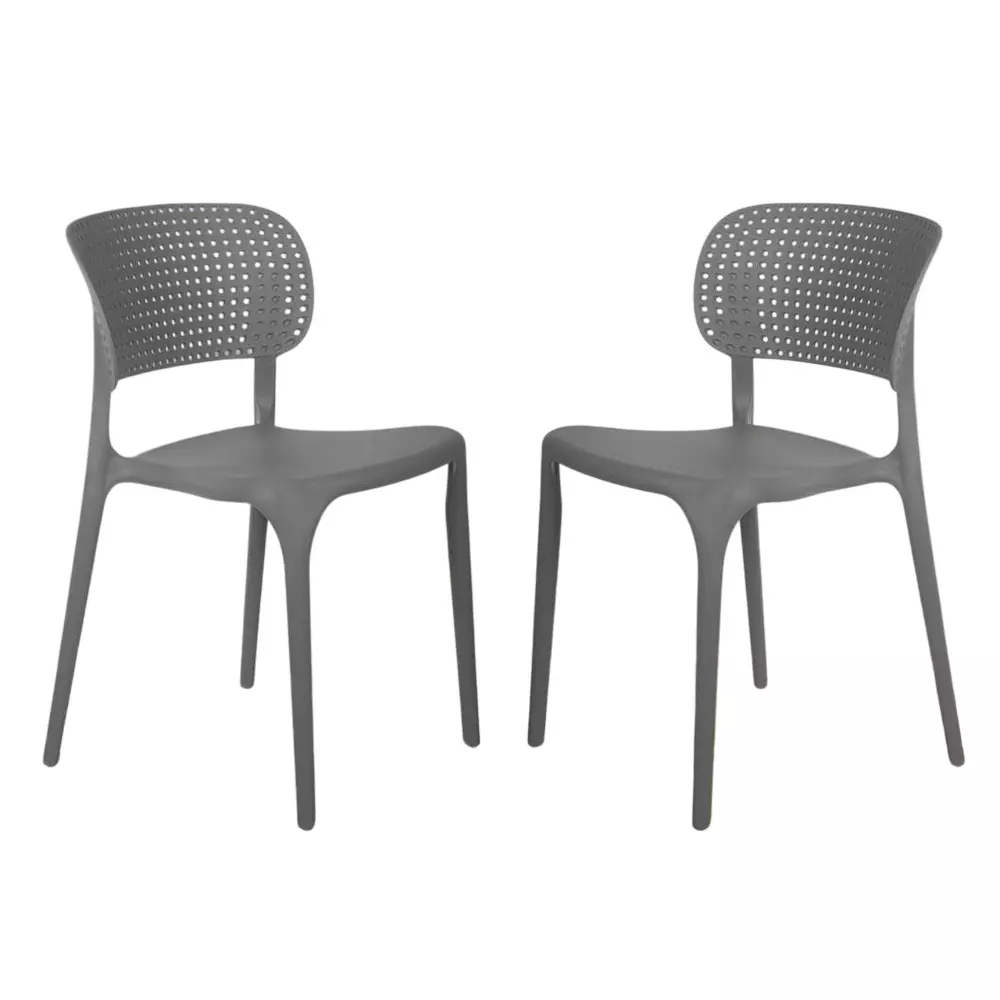 Rose Eva Cafe Elegant Chairs With Backrest Mid Back Grey (Set of 2)