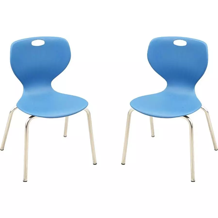 Swagath Chair Armless Meduim Back Style Plastic Light Blue for Indoor, Outdoor & Cafeteria Use, BLOOM SS-SML-LBL-2 (Pack of 2 Pcs)
