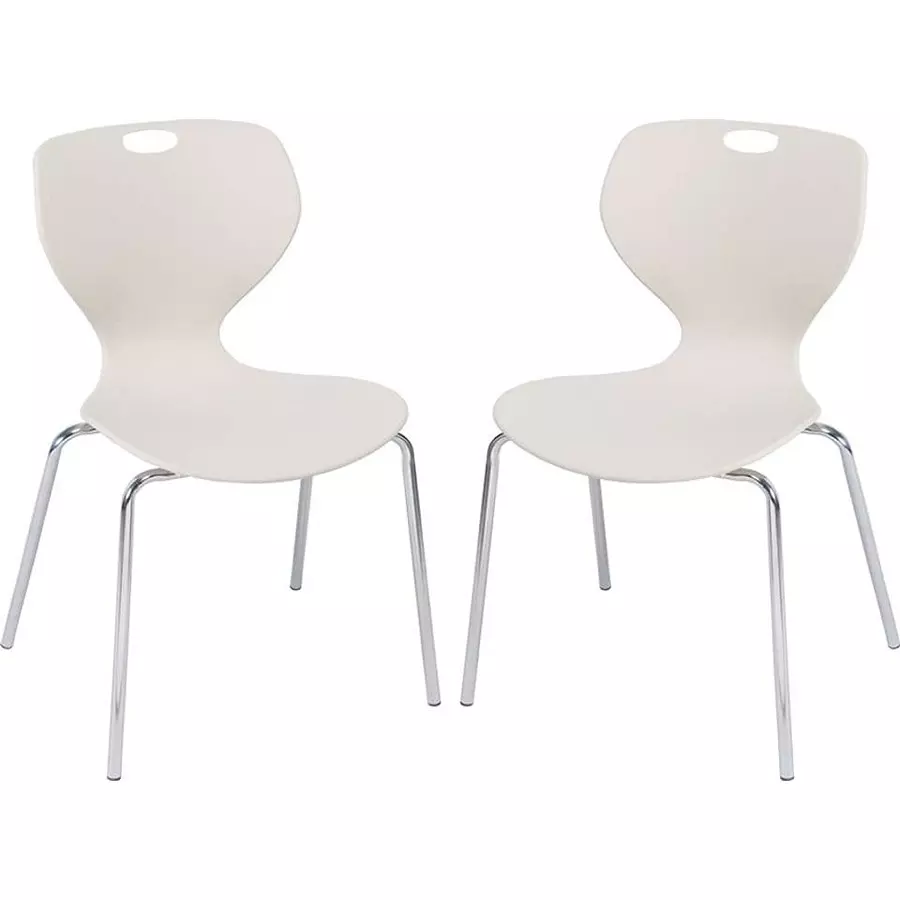 Swagath Chair Armless Meduim Back Style Plastic White for Indoor, Outdoor & Cafeteria Use, BLOOM SS-L-WH-2 (Pack of 2 Pcs)