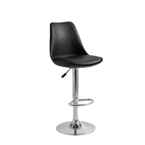 Activa Rapid Bar Stool Chair with Padded Seat & Footrest Low Back Polyester Black for Kitchen, Home, Bar & Cafe