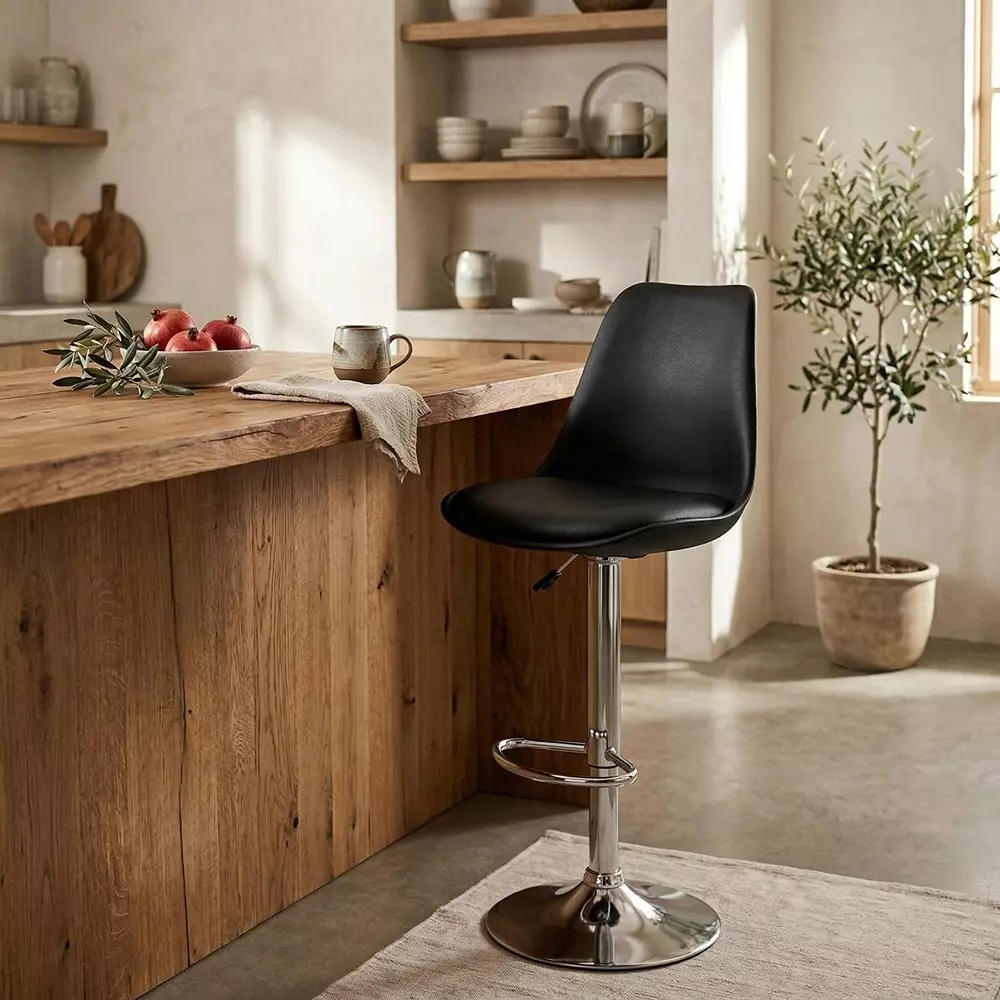 activa-rapid-bar-stool-chair-with-padded-seat-footrest-low-back-polyester-black-for-kitchen-home-bar-cafe