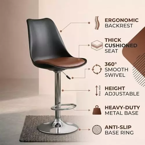 activa-rapid-bar-stool-chair-with-padded-seat-footrest-low-back-polyester-black-tan-for-kitchen-home-bar-cafe-pack-of-2-pcs