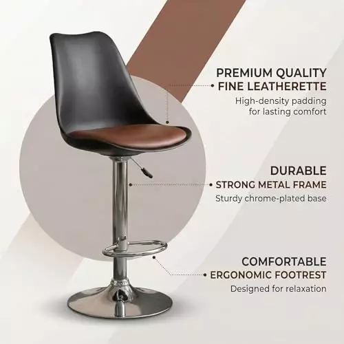 activa-rapid-bar-stool-chair-with-padded-seat-footrest-low-back-polyester-black-tan-for-kitchen-home-bar-cafe-pack-of-2-pcs