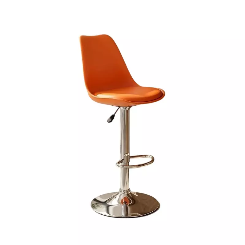 Activa Rapid Bar Stool Chair with Padded Seat & Footrest Low Back Polyester Orange for Kitchen, Home, Bar & Cafe