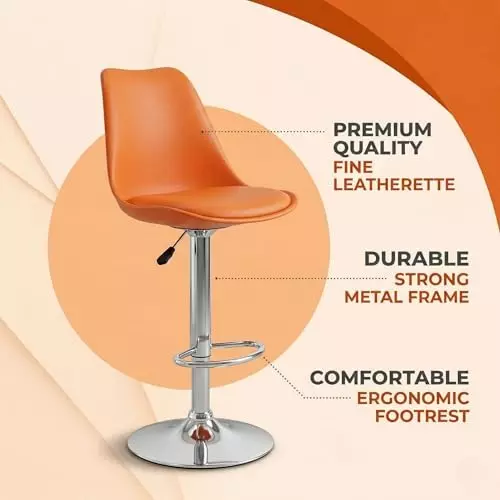 activa-rapid-bar-stool-chair-with-padded-seat-footrest-low-back-polyester-orange-for-kitchen-home-bar-cafe