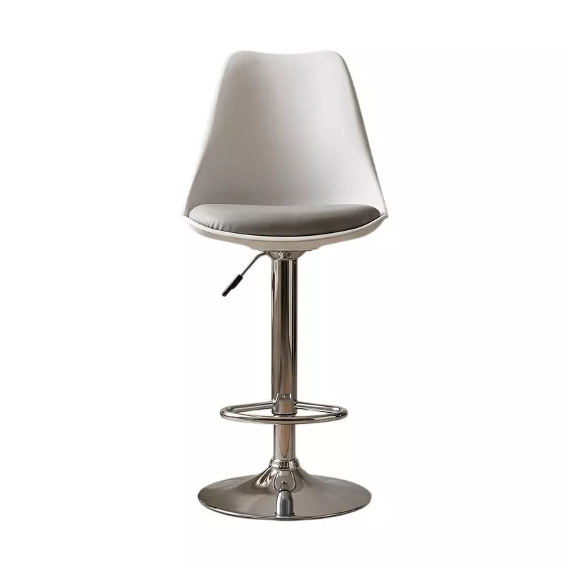 Activa Rapid Bar Stool Chair with Padded Seat & Footrest Low Back Polyester White & Grey for Kitchen, Home, Bar & Cafe