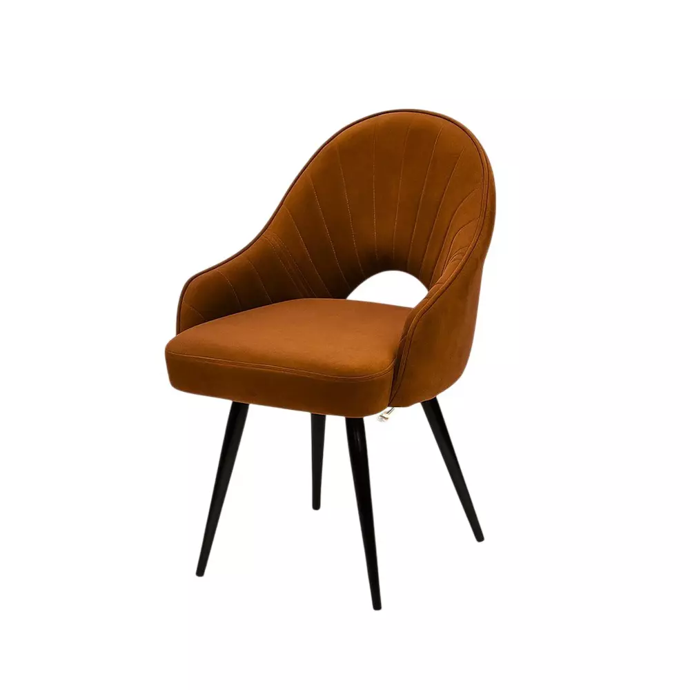 Activa Rosy Multipurpose Chair with Anti Slip Legs Curved Mid Back Velvet Caramel for Kitchen, Home, Bar & Cafe