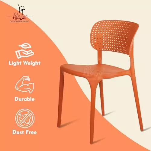 Rose Eva Cafe Elegant Chairs With Backrest Mid Back Orange (Set of 4)