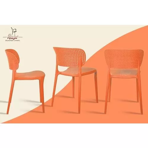 Rose Eva Cafe Elegant Chairs With Backrest Mid Back Orange (Set of 4)