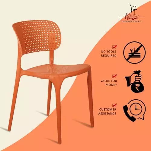 Rose Eva Cafe Elegant Chairs With Backrest Mid Back Orange (Set of 4)
