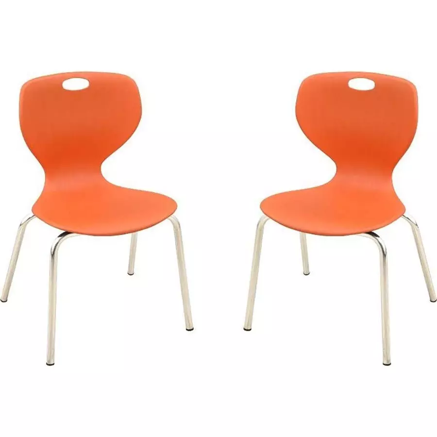 Swagath Chair Armless Meduim Back Style Plastic Orange for Indoor, Outdoor & Cafeteria Use, BLOOM SS-SML-OR-2 (Pack of 2 Pcs)