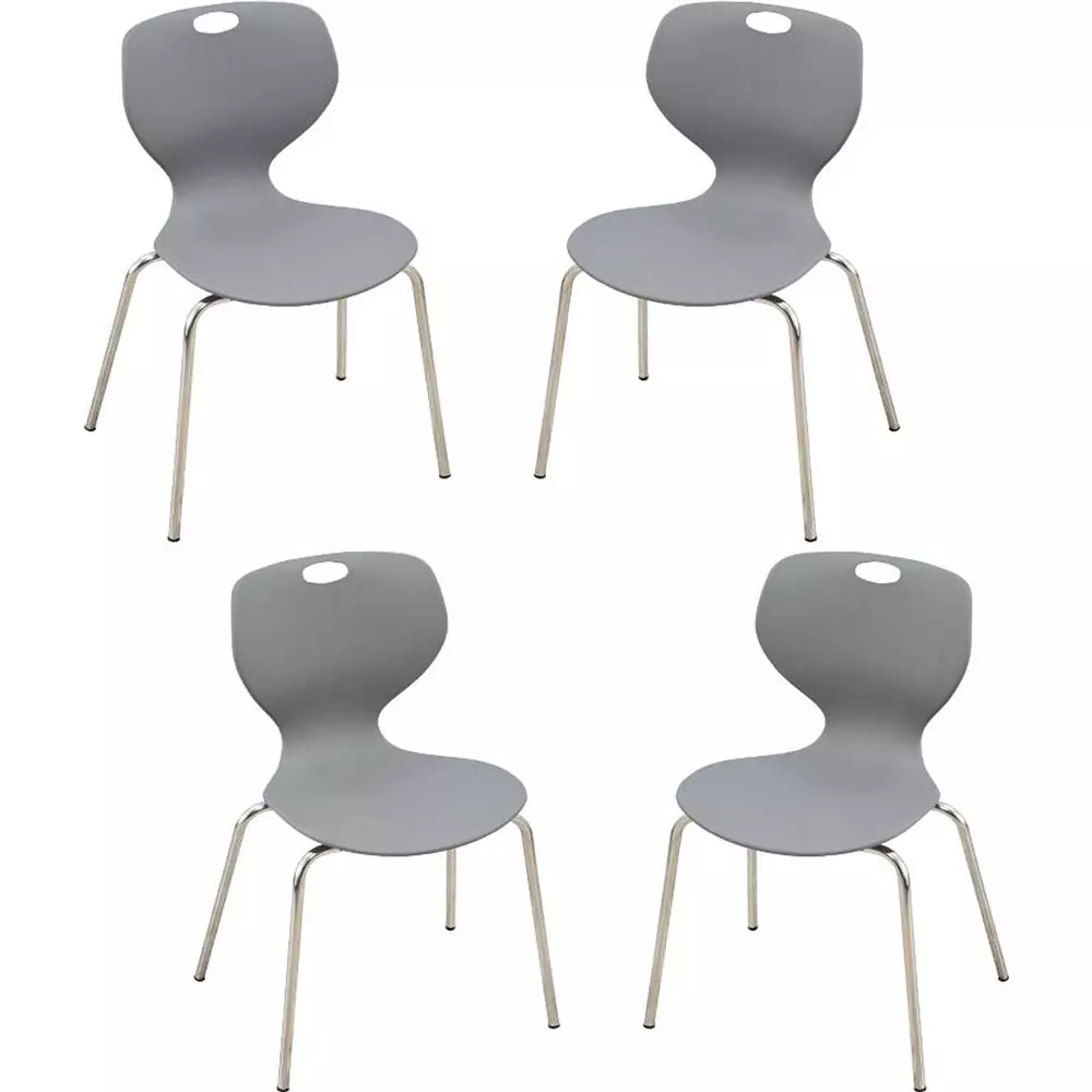 Swagath Chair Armless Meduim Back Style Plastic Grey for Indoor, Outdoor & Cafeteria Use, BLOOM SS-SML-GR-4 (Pack of 4 Pcs)