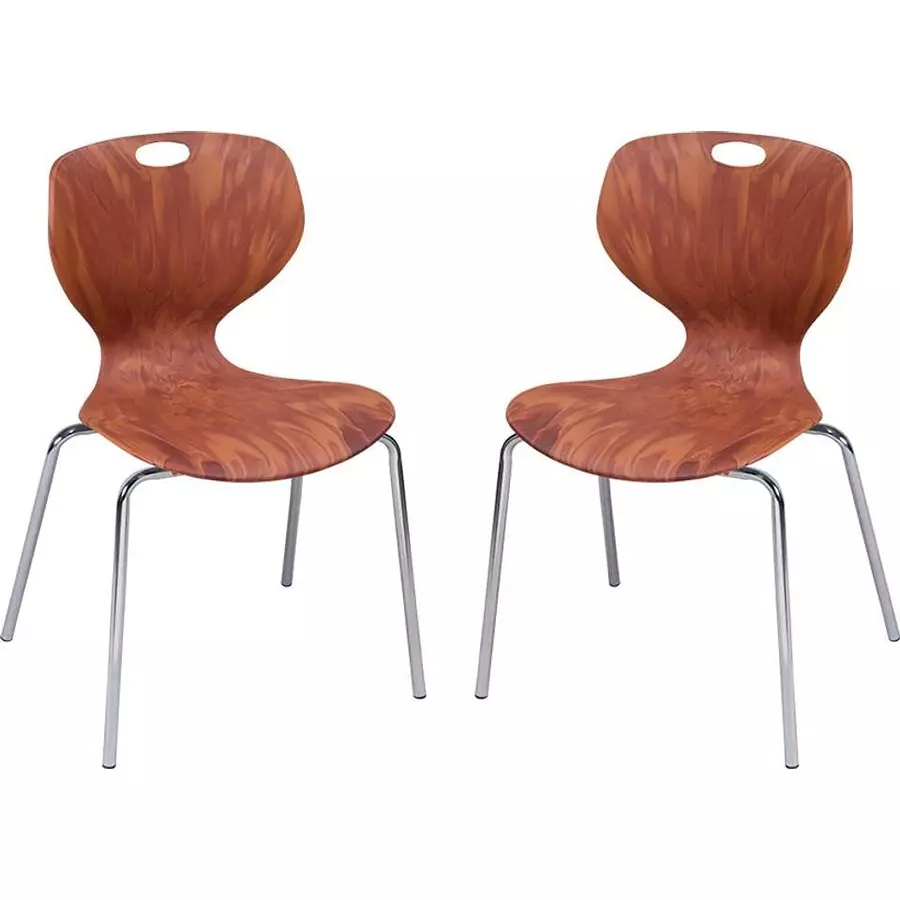 Swagath Chair Armless Meduim Back Style Plastic Teakwood for Indoor, Outdoor & Cafeteria Use, BLOOM SS-L-TW-2 (Pack of 2 Pcs)