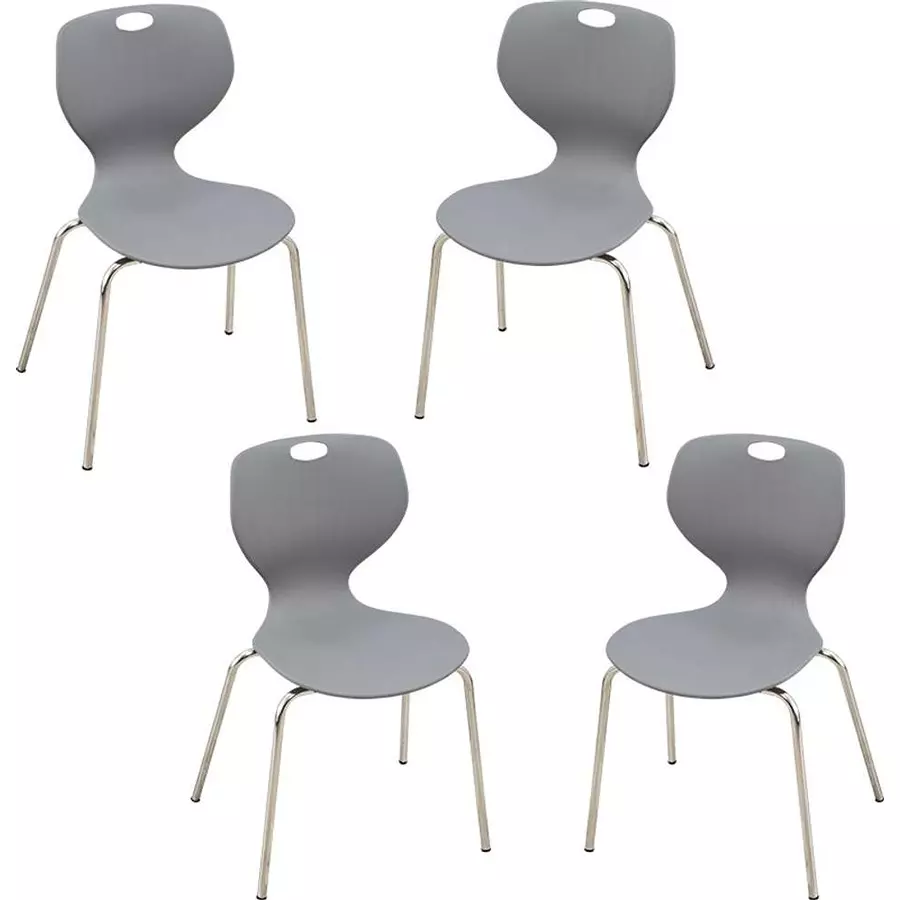 Swagath Chair Armless Meduim Back Style Plastic Deep Grey for Indoor, Outdoor & Cafeteria Use, BLOOM SS-L-GRY-4 (Pack of 4 Pcs)