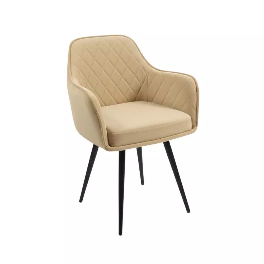 Activa Daisy Chair with Padded Seat & Arm Rest Medium Back Velvet Beige for Living Room & Lounge