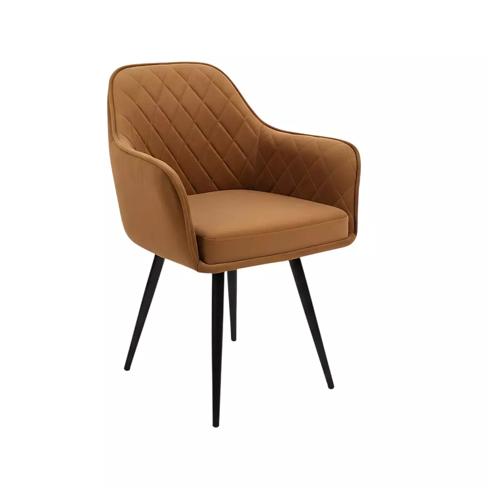 Activa Daisy Chair with Padded Seat & Arm Rest Medium Back Velvet Caramel for Living Room & Lounge