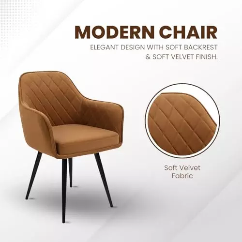 activa-daisy-chair-with-padded-seat-arm-rest-medium-back-velvet-caramel-for-living-room-lounge