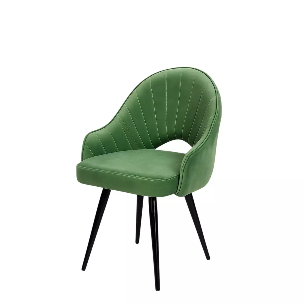Activa Rosy Multipurpose Chair with Anti Slip Legs Curved Mid Back Velvet Moss Green for Kitchen, Home, Bar & Cafe