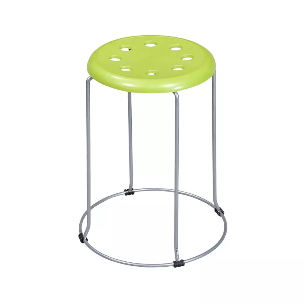 Swagath Steelo Stool with Metallic Steel Base Pre-Assembled Type 80 Kg Load Capacity Green Color, STEELO MS-AGRN-1