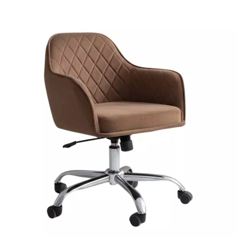 Activa Villa Luxury Ergonomic Revolving Chair Medium Back Velvet Upholstery Brown for Home & Office Use