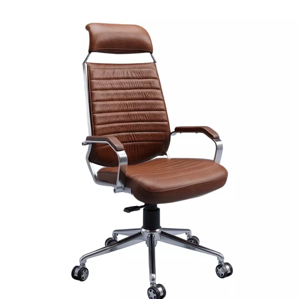 COZY CUB Executive Office Chair High Back With Armrest Leatherette Upholstery Material Brown Color, ST-BRN-SP
