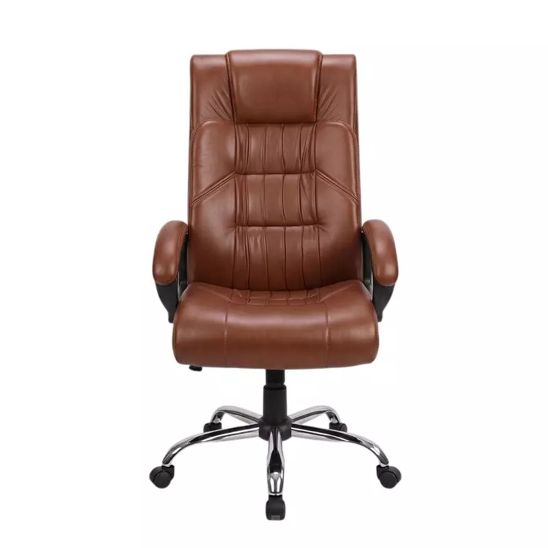 COZY CUB Executive Office Chair High Back With Armrest Leatherette Upholstery Material Lite Brown Color, CC-BS-LiteBRN-3LNE-05