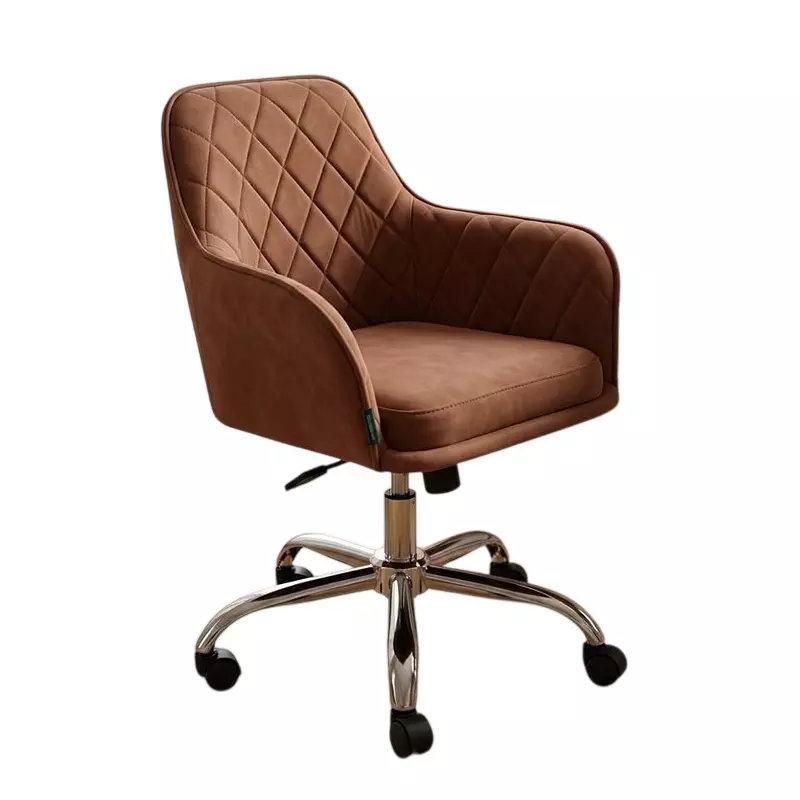 Activa Villa Luxury Ergonomic Revolving Chair Medium Back Velvet Upholstery Caramel for Home & Office Use