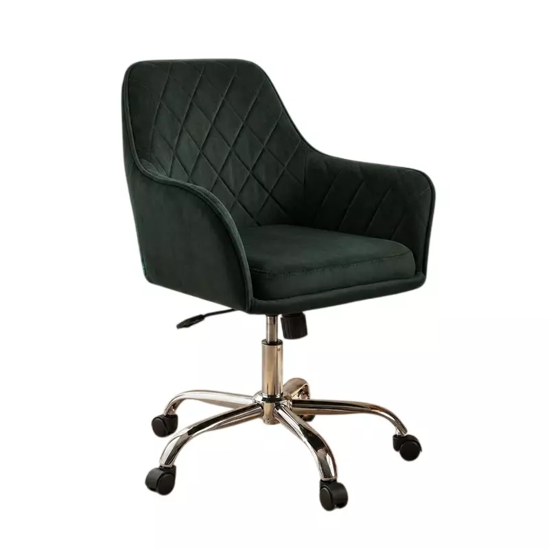 Activa Villa Luxury Ergonomic Revolving Chair Medium Back Velvet Upholstery Green for Home & Office Use