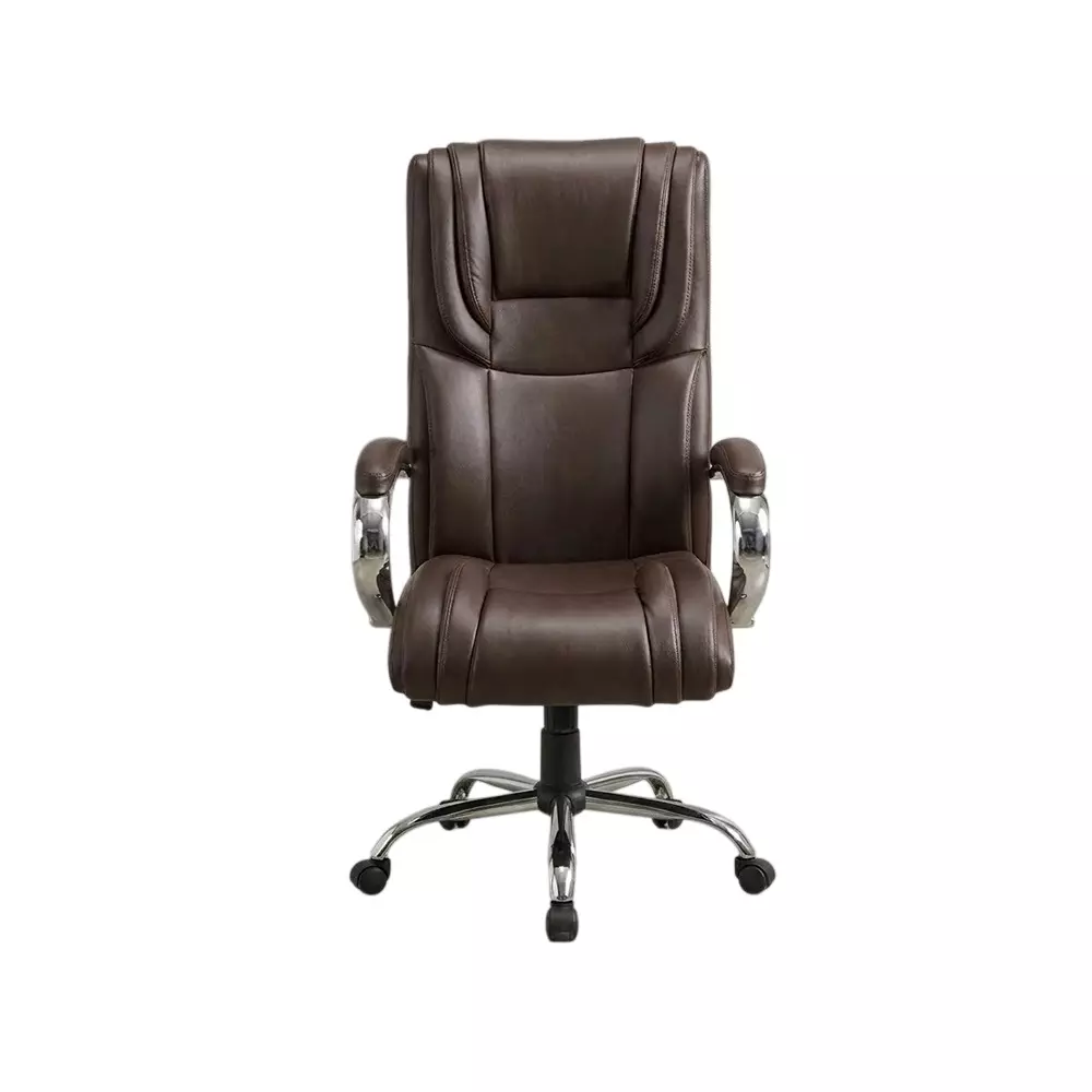 COZY CUB Executive Office Chair High Back With Armrest Leatherette Upholstery Material Brown Color, ST-RUND-BRN-SP