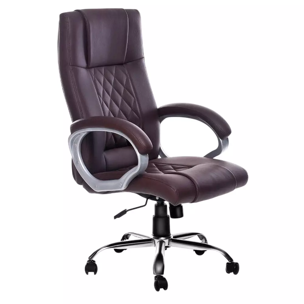 COZY CUB Executive Office Chair High Back With Armrest Leatherette Upholstery Material Dark Brown Color, SP-BRN-603