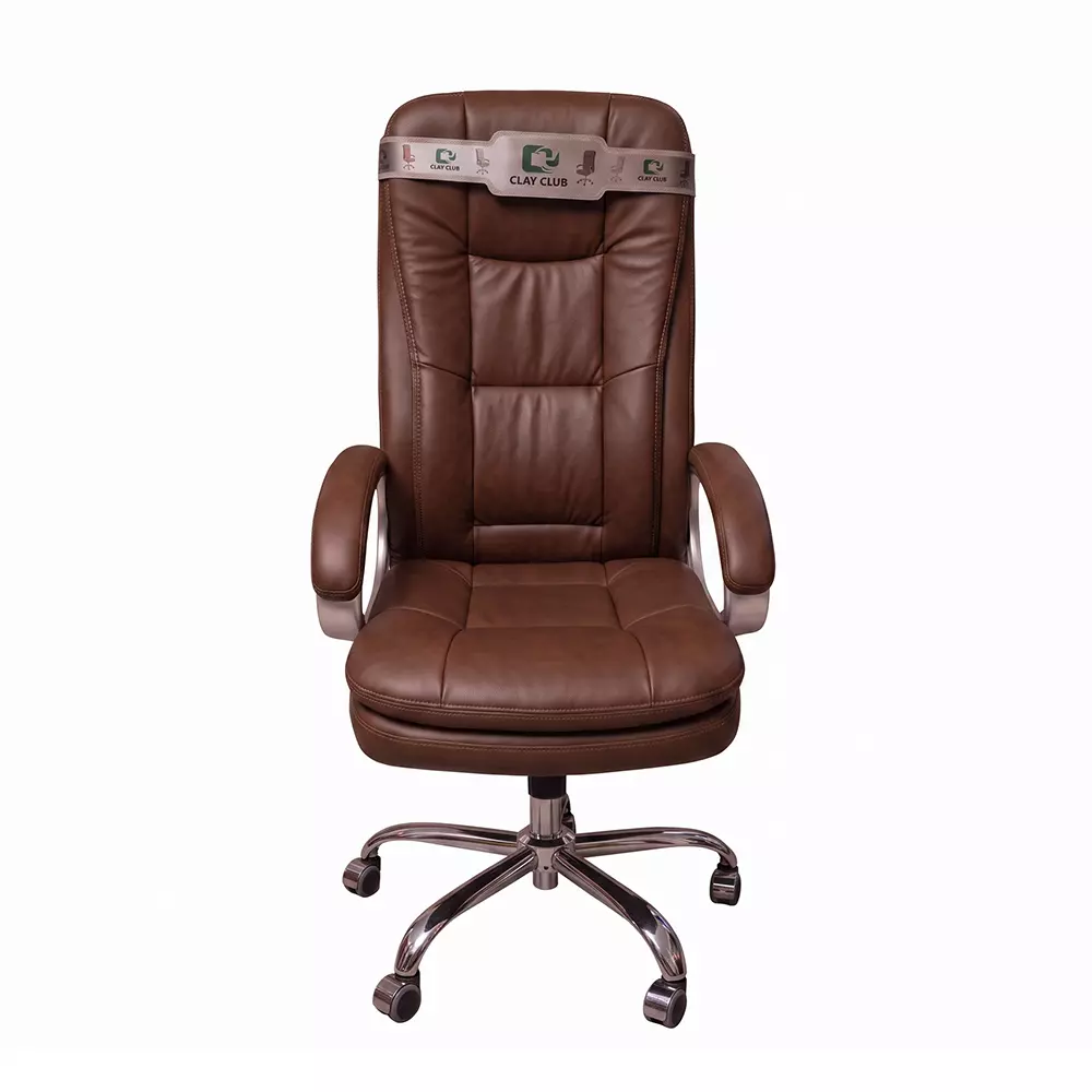 COZY CUB Executive Office Chair High Back With Armrest Leatherette Upholstery Material Brown Color, CC-BS-BRN-3BOX-03