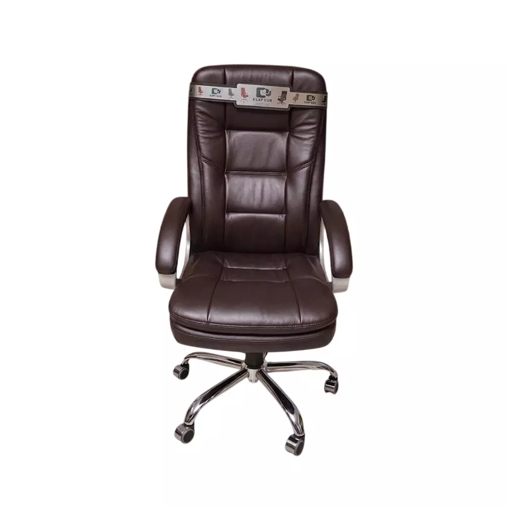 COZY CUB Executive Office Chair High Back With Armrest Leatherette Upholstery Material Dark Brown Color, CC-BS-DBRN-3BOX-03