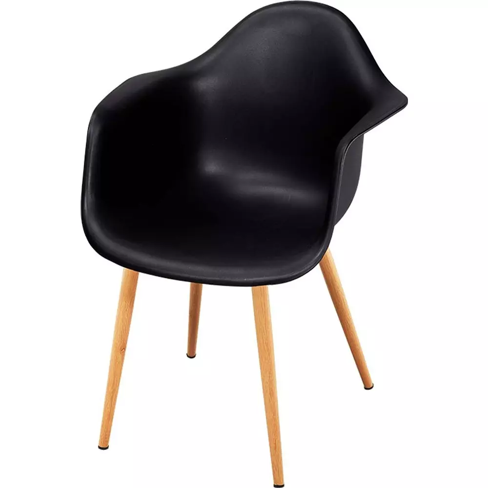 Swagath SPACIO Dining Chair with Arm Rest Plastic Black 83.5x62x45 cm Size for Cafe, Home & Office Use, SPACIO-PC-BK-1