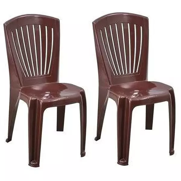 Swagath Plastic Dining Chair Without Arm Saddle Brown Color for Cafe, Home and Office, SW-1701 (Pack of 2 Pcs)