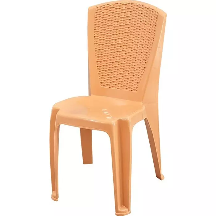 Swagath Plastic Dining Chair Without Arm Amber Gold Color for Cafe, Home and Office, SW-1706