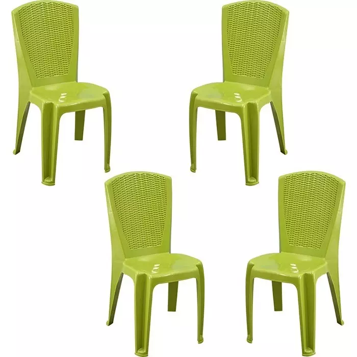 Swagath Plastic Dining Chair Without Arm Mehendi Green Color for Cafe, Home and Office, SW-1706 (Pack of 4 Pcs)