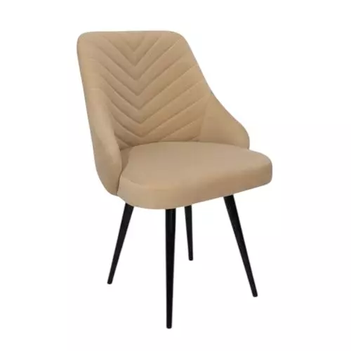 Activa Wavy Ergonomic Accent Chair with Cushion Seating Medium Back Velvet Fabric Beige for Home Use