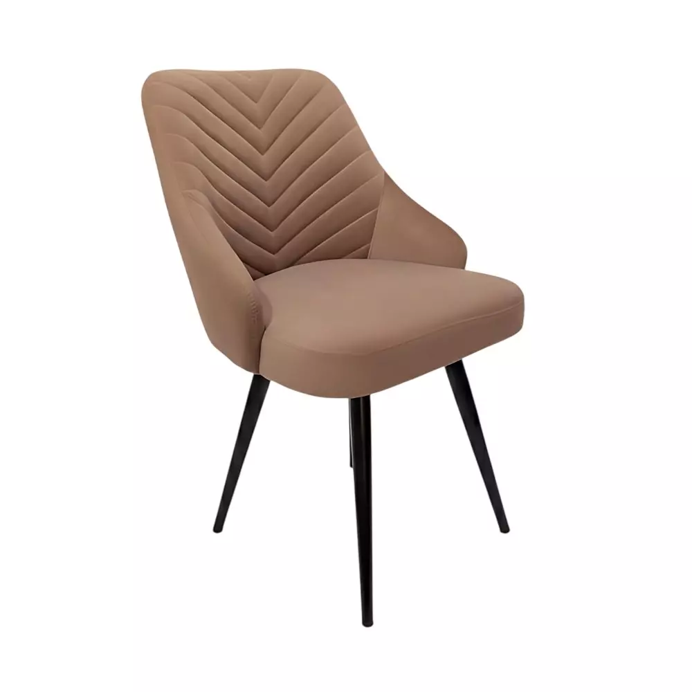Activa Wavy Ergonomic Accent Chair with Cushion Seating Medium Back Velvet Fabric Caramel for Home Use