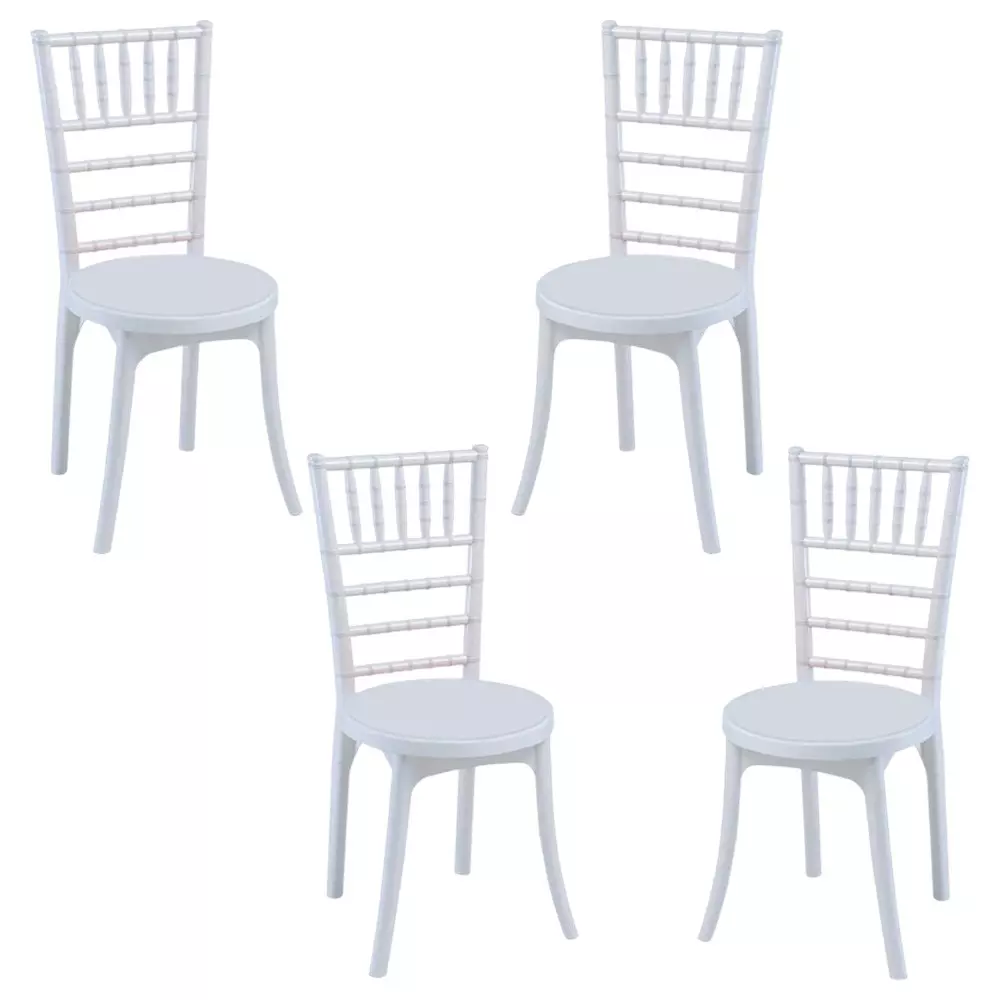 Swagath Cafeteria Chair Without Arm Rest PP (Polypropylene) Material 120 Kg Load Capacity Pre-Assembled Type White Color, POSH-WH-4 (Pack of 4 Pcs)