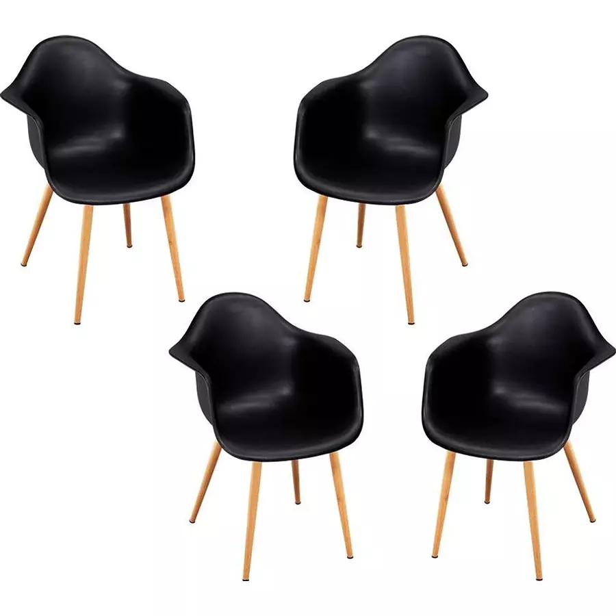 Swagath SPACIO Dining Chair with Arm Rest Plastic Black 83.5x62x45 cm Size for Cafe, Home & Office Use, SPACIO-PC-BK-4 (Pack of 4 Pcs)