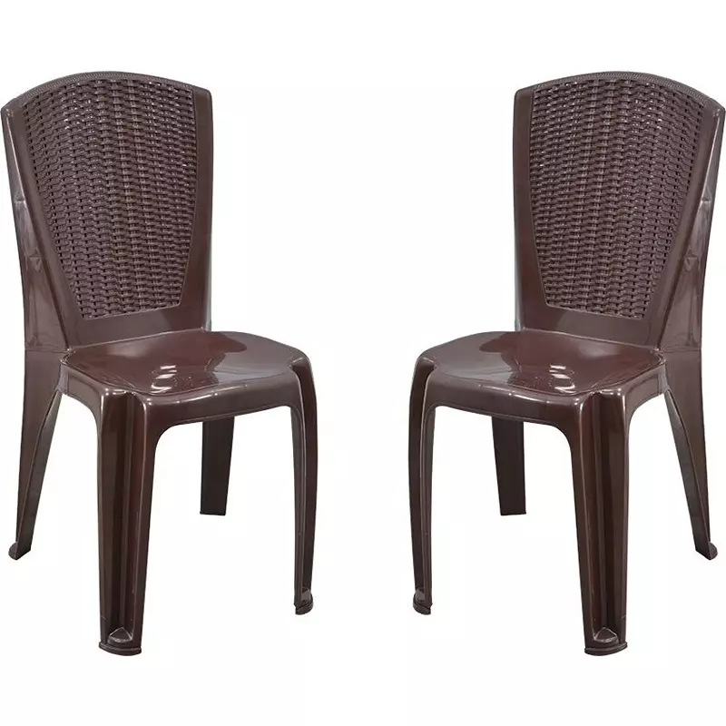 Swagath Plastic Dining Chair Without Arm Saddle Brown Color for Cafe, Home and Office, SW-1706 (Pack of 2 Pcs)