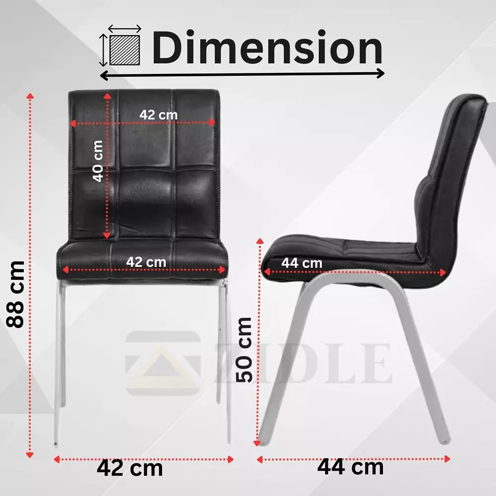 zidle-glance-solid-back-visitor-dining-accent-chair-black-faux-leather-with-silver-coated-mild-steel-frame