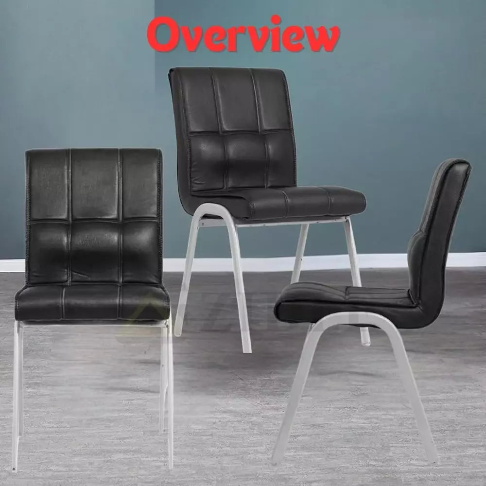 zidle-glance-solid-back-visitor-dining-accent-chair-black-faux-leather-with-silver-coated-mild-steel-frame