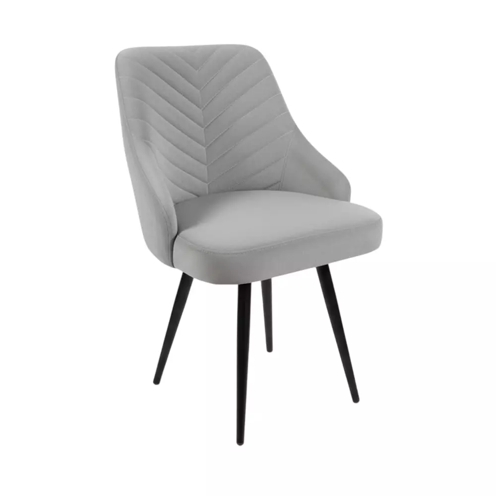Activa Wavy Ergonomic Accent Chair with Cushion Seating Medium Back Velvet Fabric Grey for Home Use