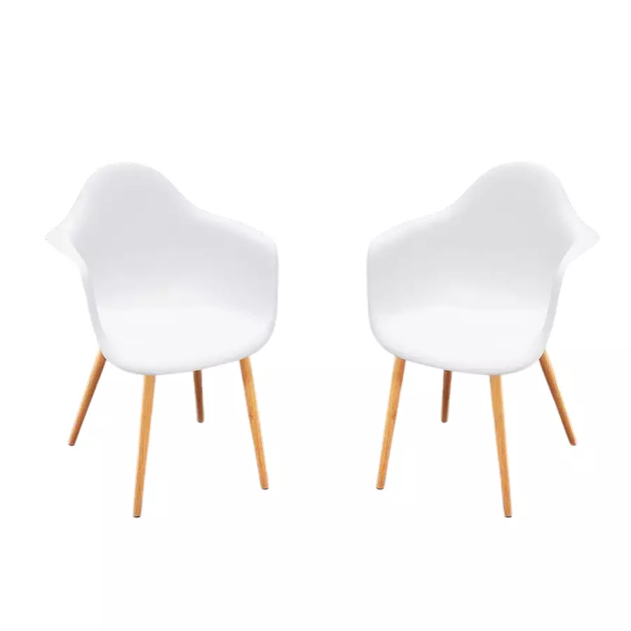 Swagath SPACIO Dining Chair with Arm Rest Plastic White 83.5x62x45 cm Size for Cafe, Home & Office Use, SPACIO-PC-WH-2 (Pack of 2 Pcs)