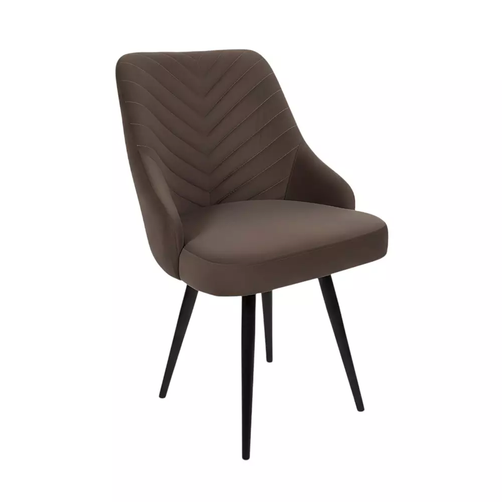 Activa Wavy Ergonomic Accent Chair with Cushion Seating Medium Back Velvet Fabric Choco for Home Use